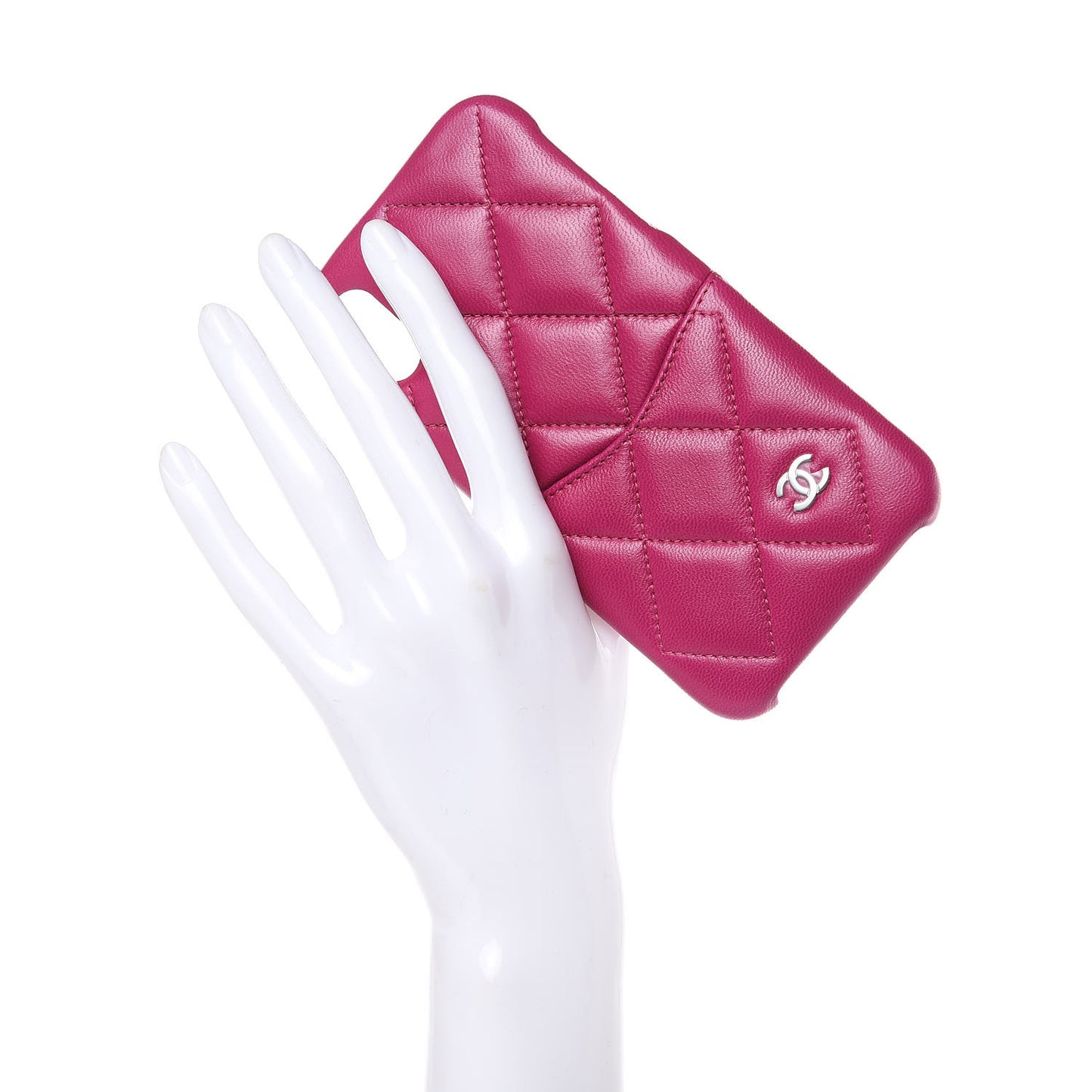 Lambskin Quilted iPhone X Coco Tech Case Fuchsia