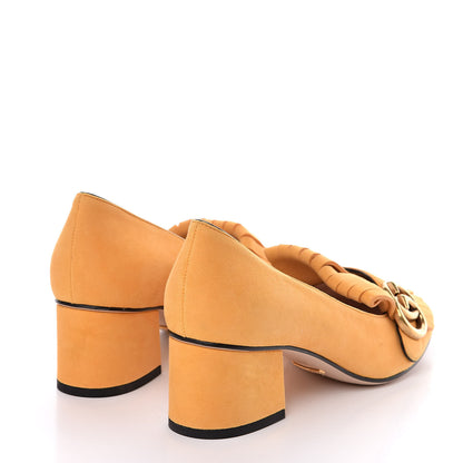 Gucci Kid Scamosciato GG Marmont Fringe 50mm Loafer Pumps 36.5 Crystal Copper 4 of 9