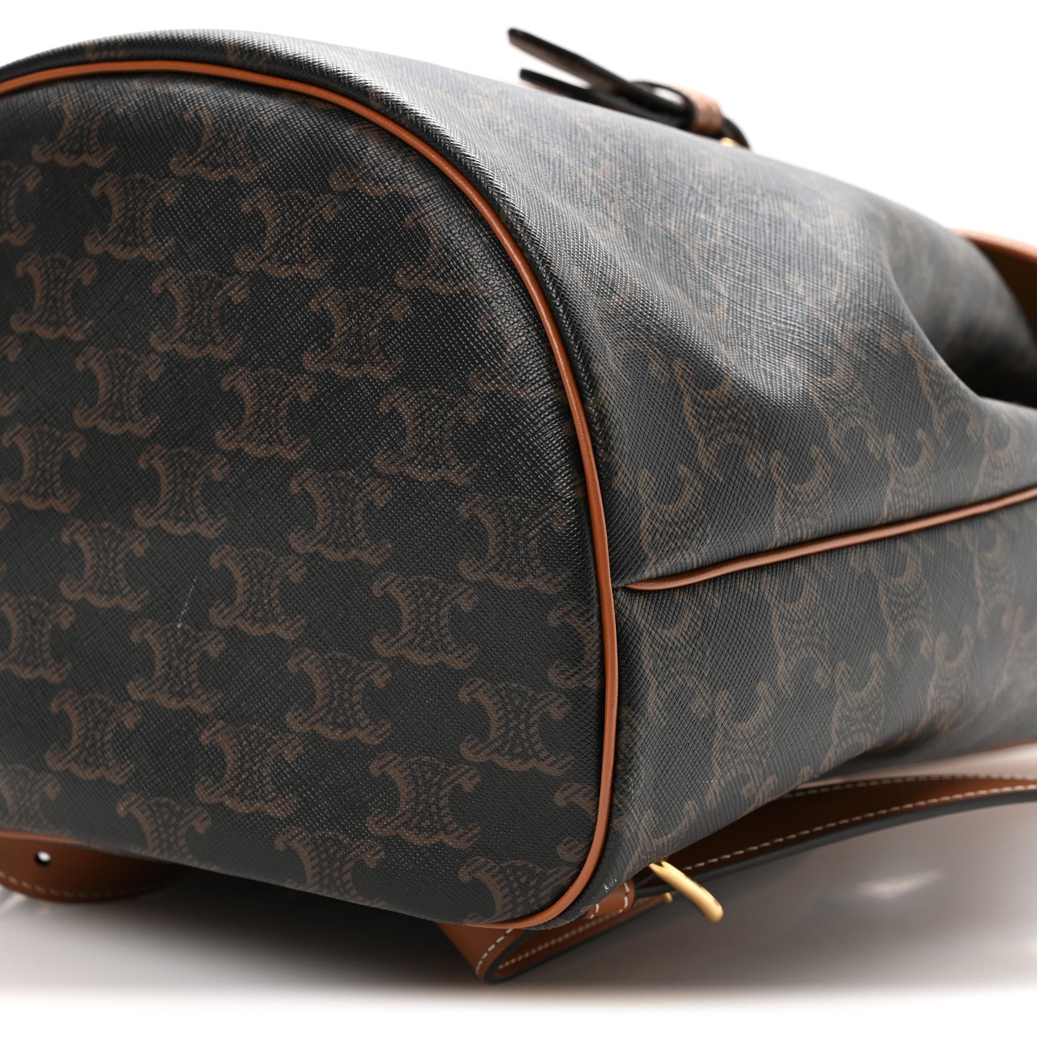 Celine Triomphe Canvas Calfskin Folco Backpack Tan 9 of 9