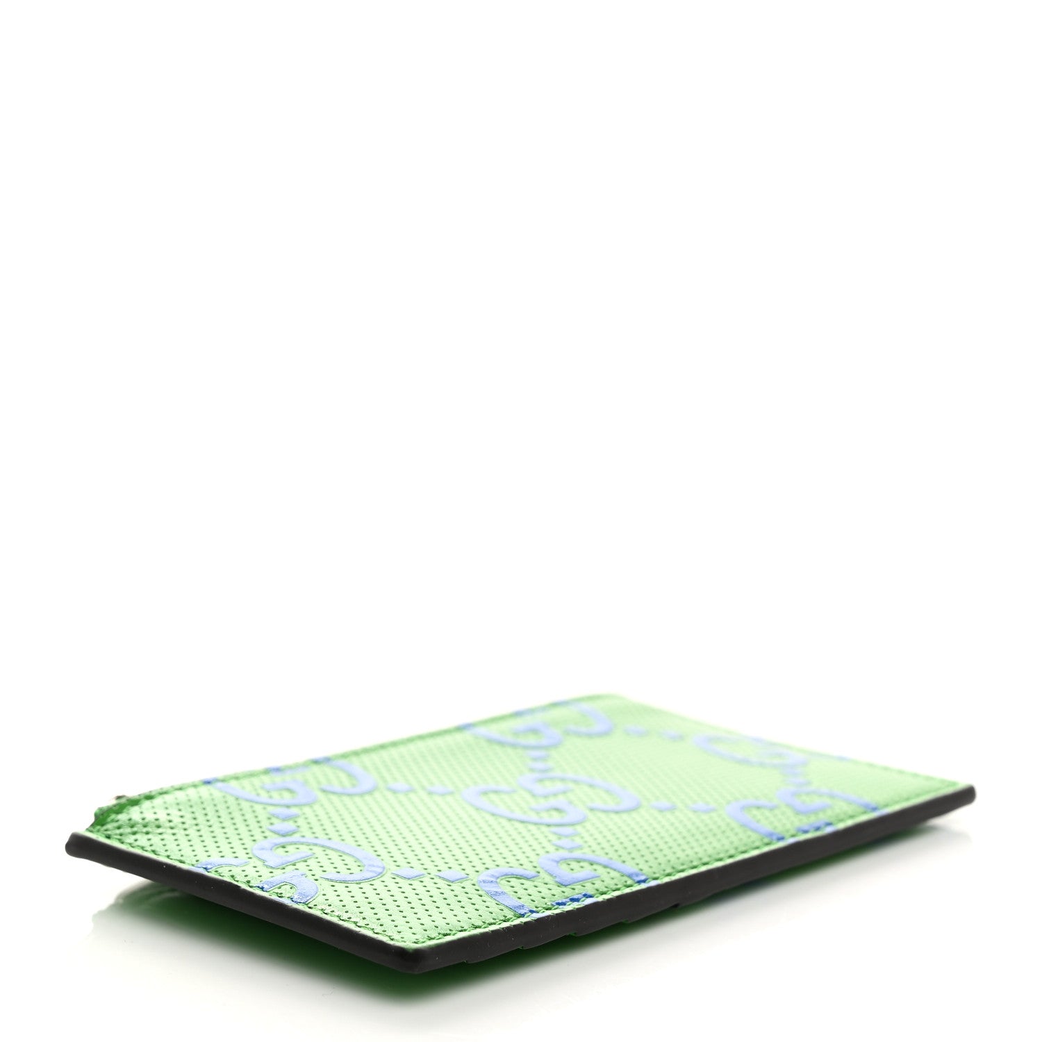 Gucci Calfskin GG Tennis Bi-Color Embossed Zip Wallet Joy Green Joy Blue 4 of 7
