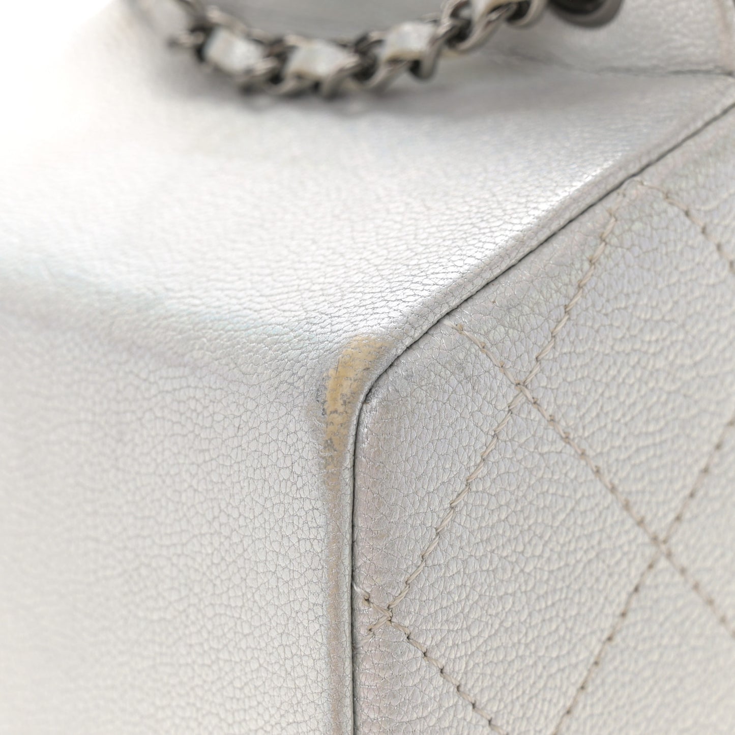 Metallic Goatskin Lait de Coco Milk Carton Bag Silver