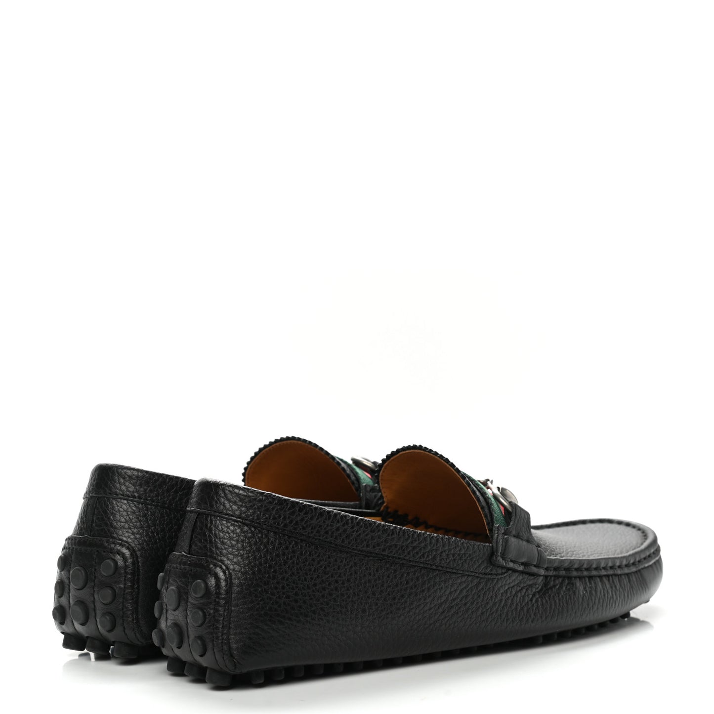 Calfskin Web Mens Horsebit Driver Loafers 8 Black