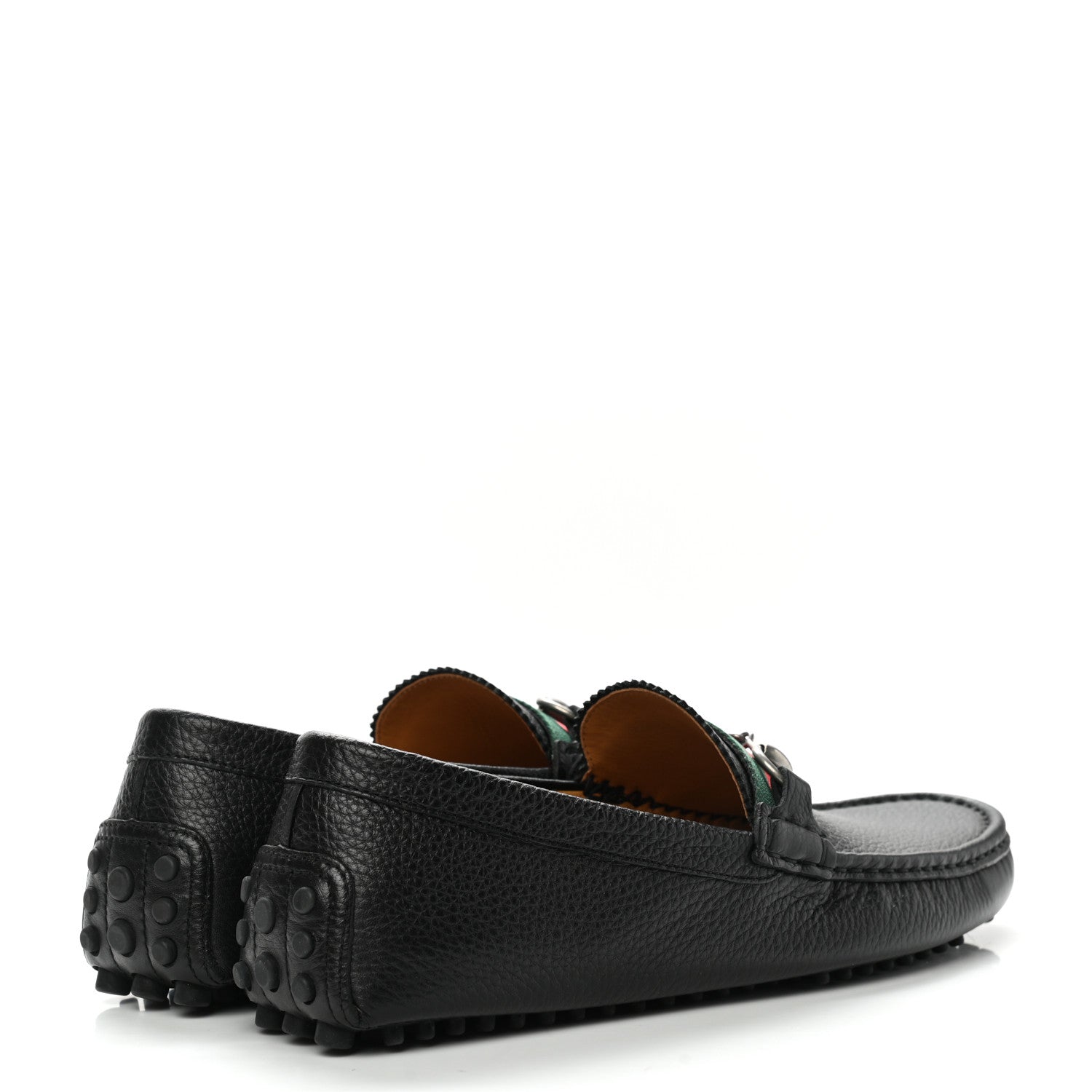 Gucci Calfskin Web Mens Horsebit Driver Loafers 8 Black 4 of 10