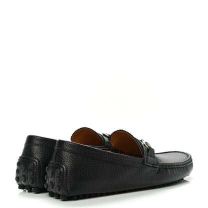 Gucci Calfskin Web Mens Horsebit Driver Loafers 8 Black 4 of 10