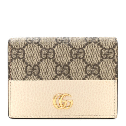Gucci Dollar Calfskin GG Supreme Monogram GG Marmont Card Case Mystic White Beige Ebony 1 of 10