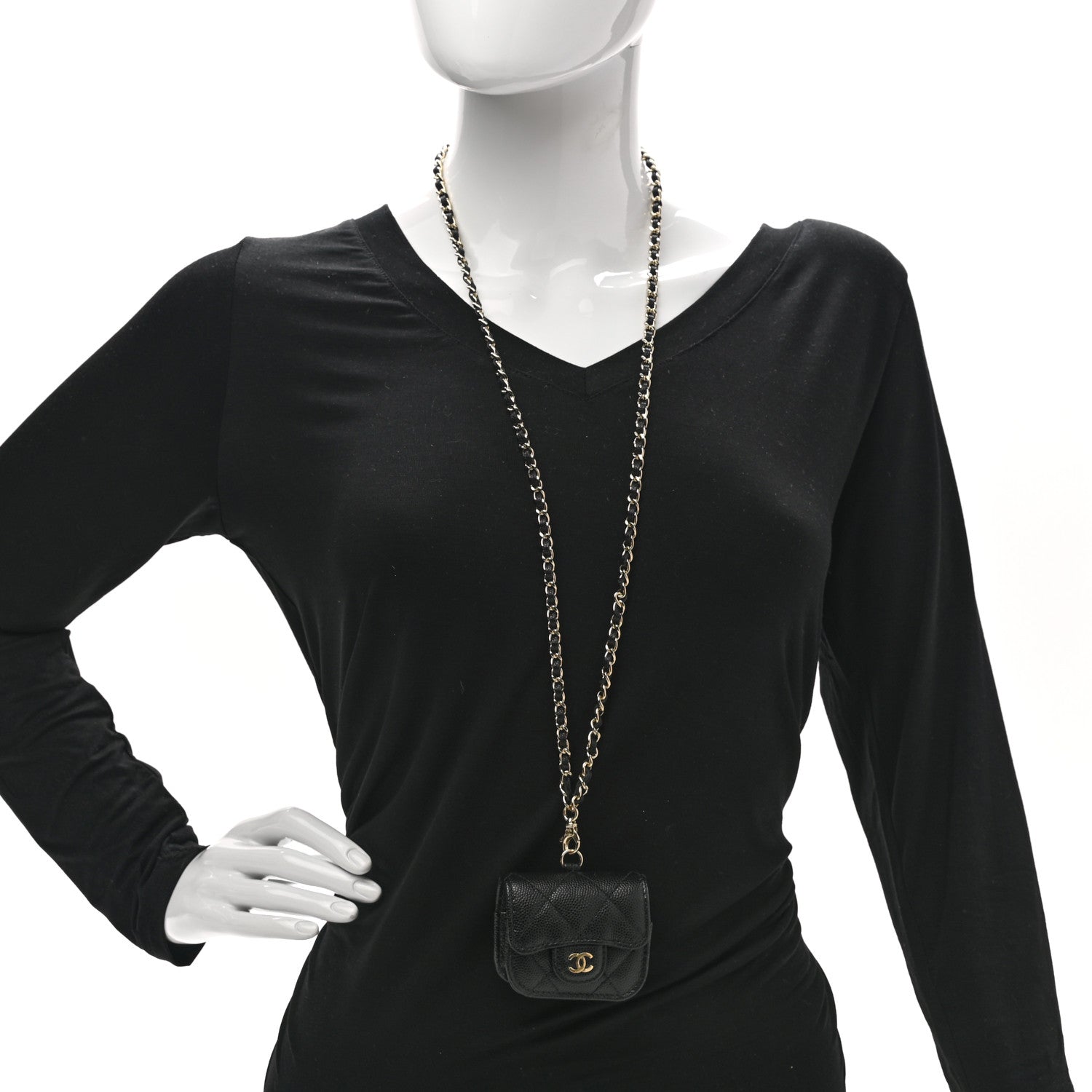 Chanel Caviar Quilted Airpods Pro Case Black 2 of 8