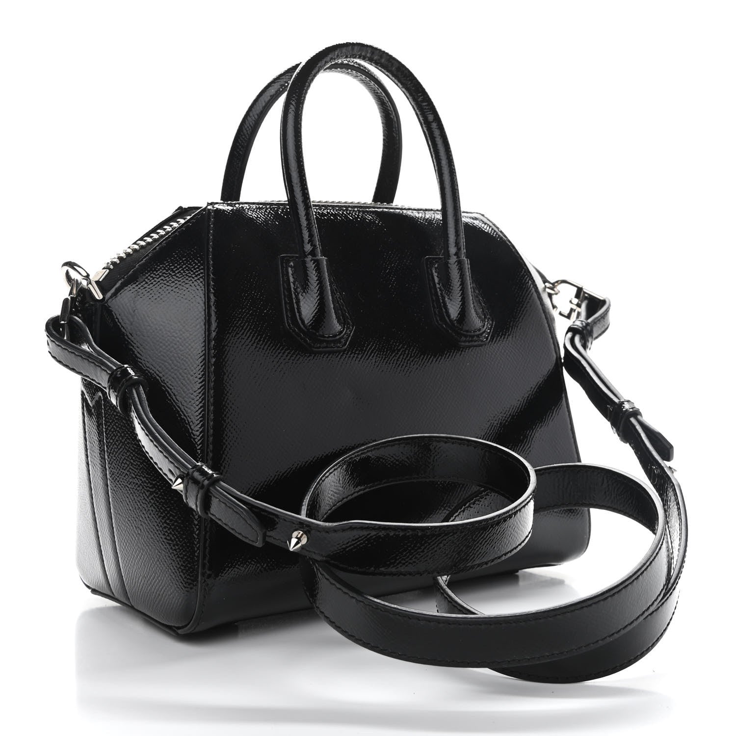 Givenchy Textured Patent Calfskin Mini Antigona Black 3 of 13