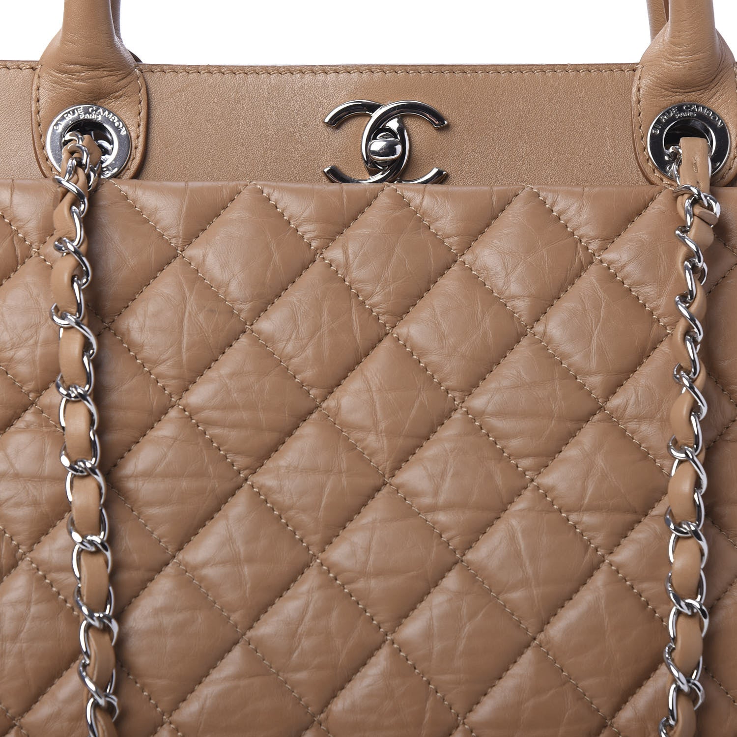 Chanel Aged Calfskin Quilted Be CC Tote Beige 11 of 11