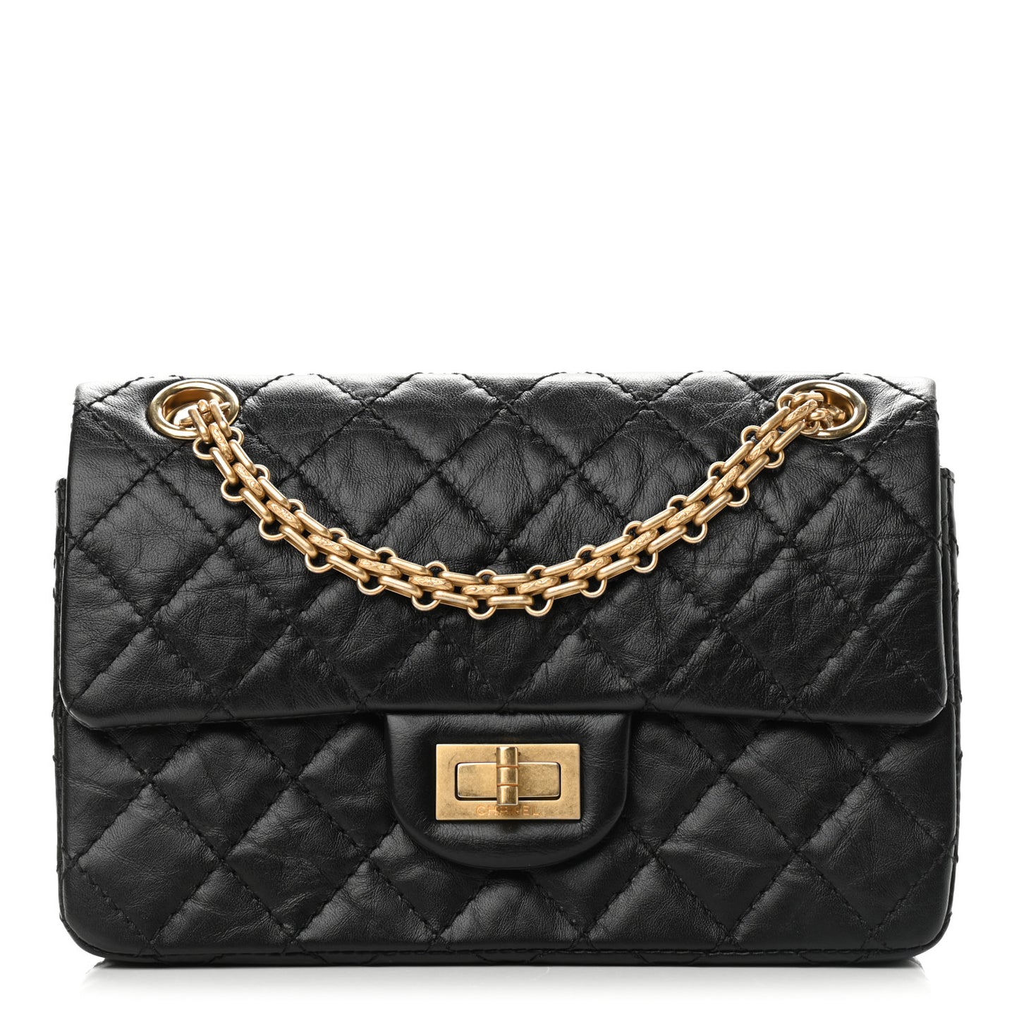Aged Calfskin Quilted 2.55 Reissue Mini Flap Black
