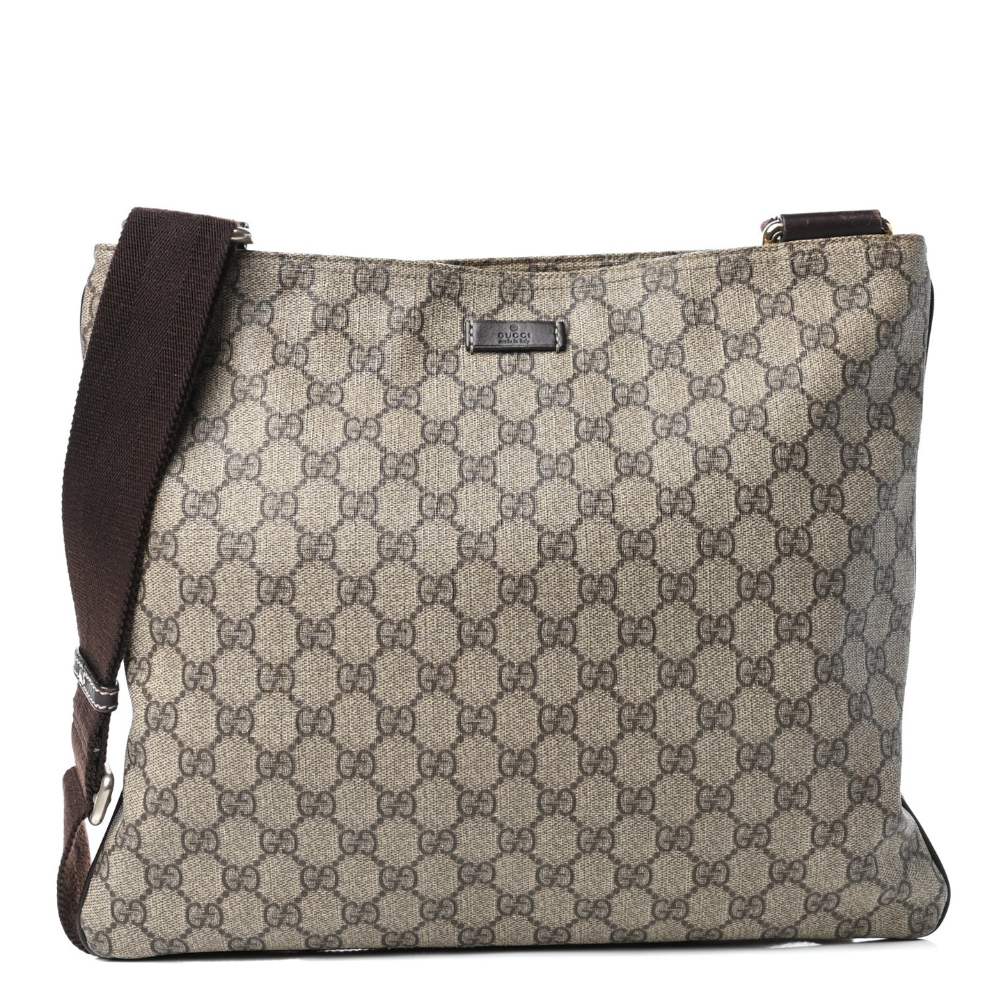 GG Supreme Monogram Medium Flat Messenger Bag Dark Brown