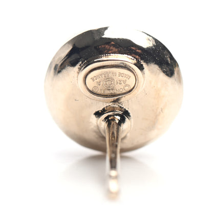 Chanel Pearl Crystal Logo Earrings Gold Pearly White 4 of 5