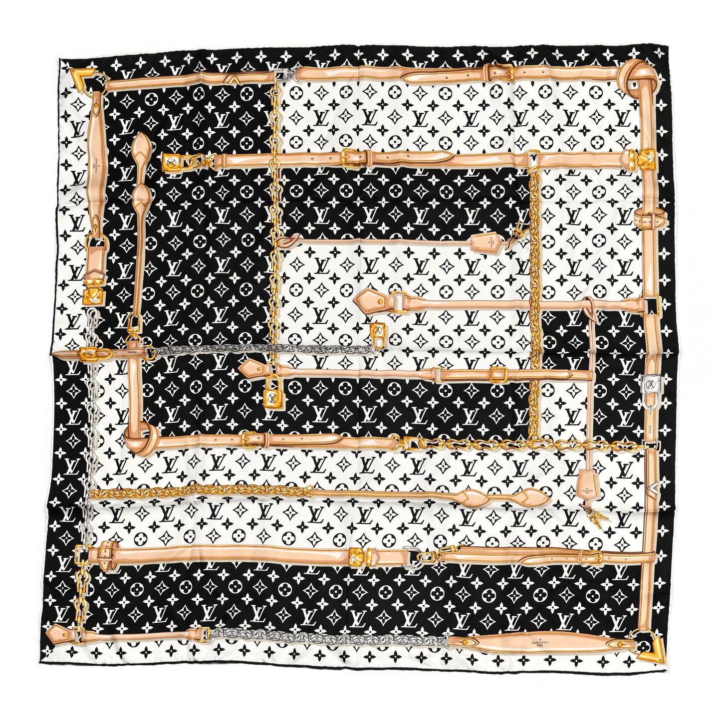Silk Monogram Confidential Square Scarf Black