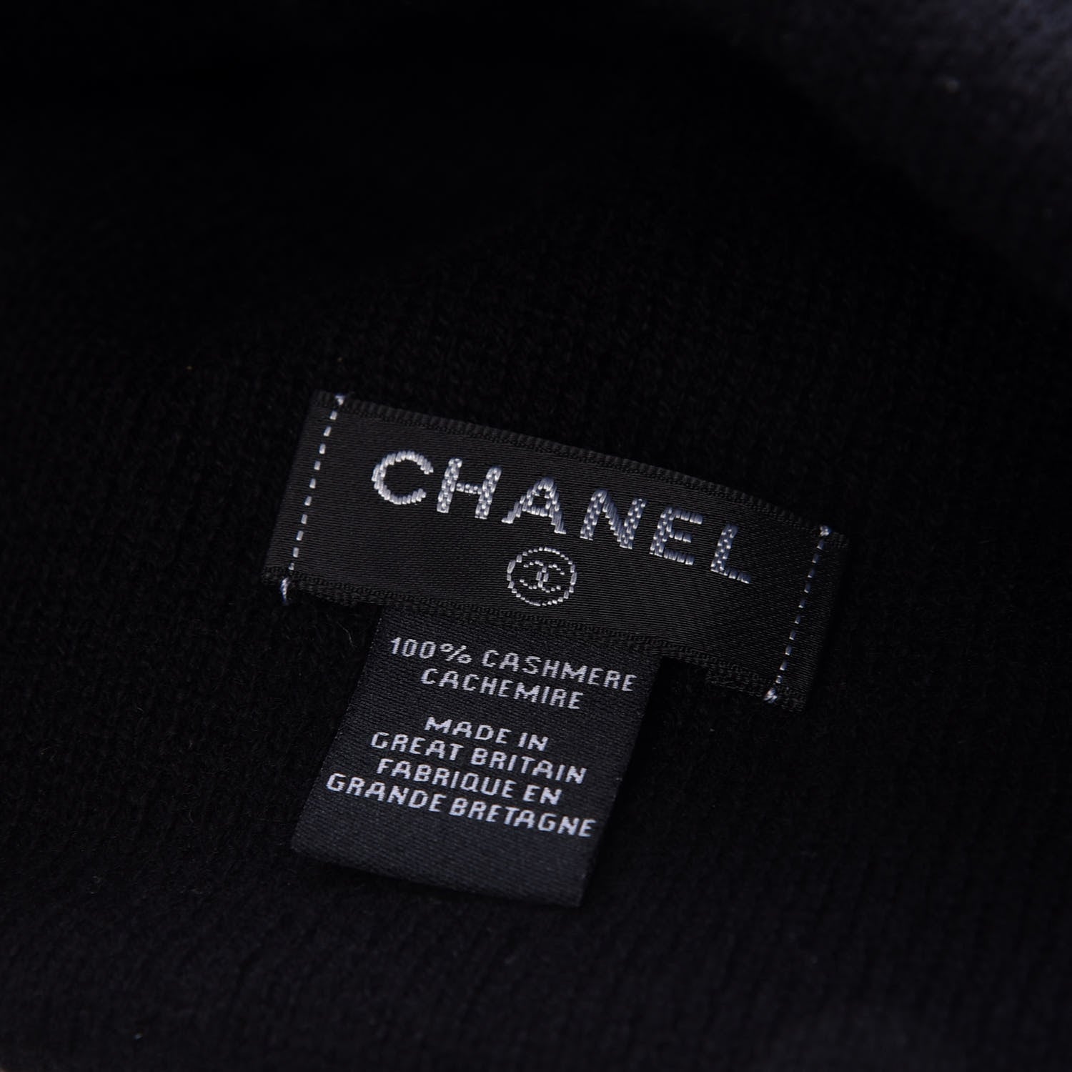 Chanel Cashmere Logo Beanie Hat White Black 3 of 3