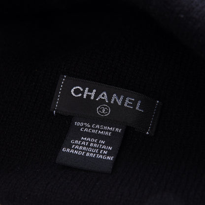 Chanel Cashmere Logo Beanie Hat White Black 3 of 3