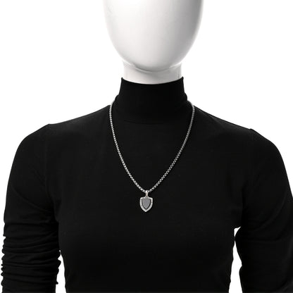 David Yurman Sterling Silver Black Diamond Black Onyx Shield Amulet Pendant Necklace 2 of 5
