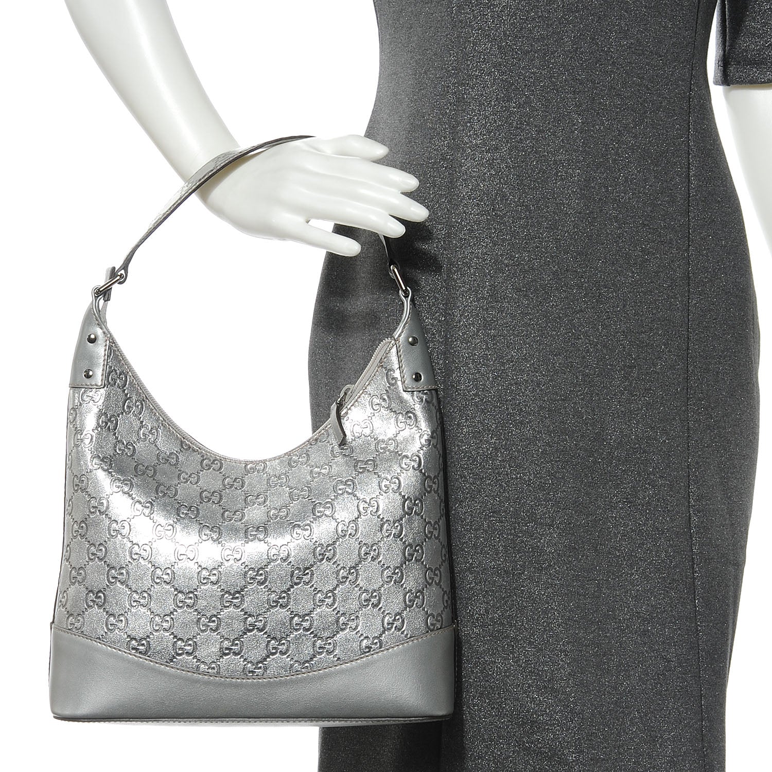 Gucci Guccissima Small Shoulder Bag Silver 2 of 7