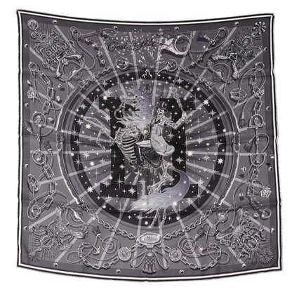 Hermes Silk C'Est La Fete Scarf 70 Gris Anthracite Gris Fonce 2 of 9