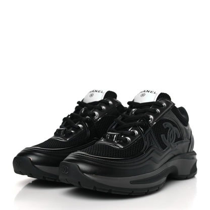 Chanel Fabric Laminated Calfskin Stretch CC Womens Sneakers 36.5 Black 3 of 9