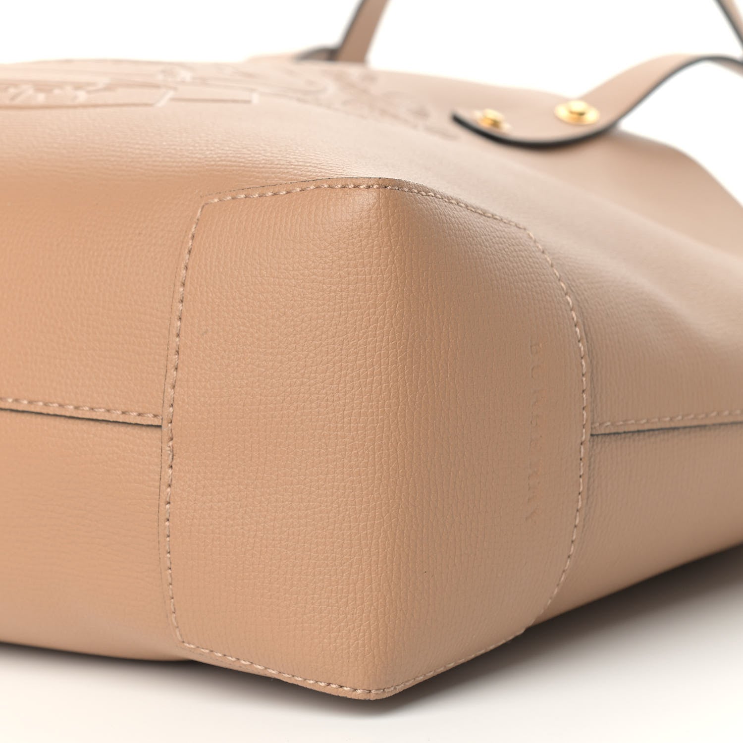 Burberry Calfskin Crest Embossed Small Tote Light Camel 10 of 11