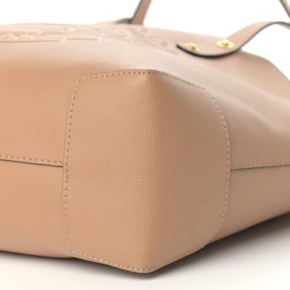 Burberry Calfskin Crest Embossed Small Tote Light Camel 10 of 11