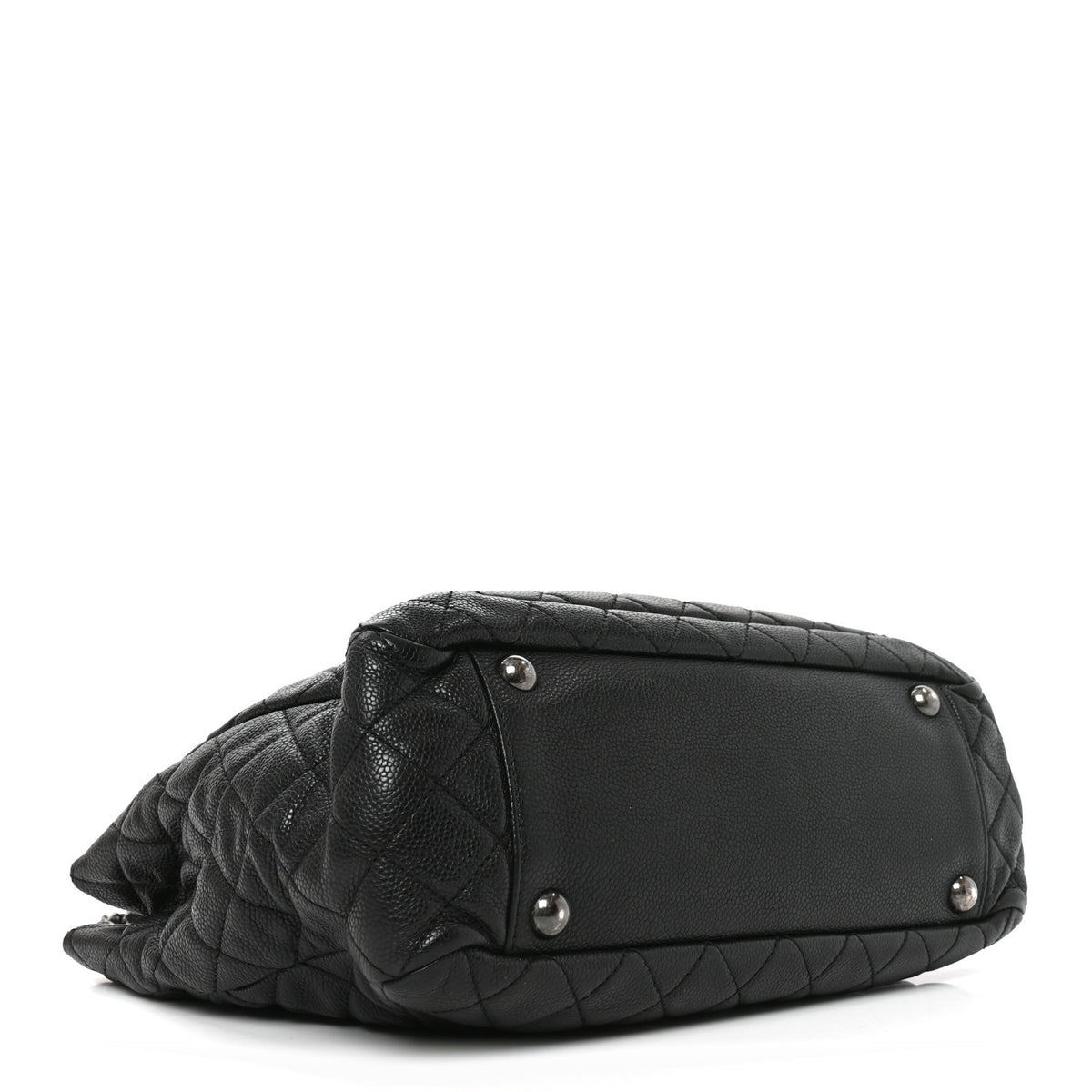 Caviar Quilted Small Shopping Tote Black