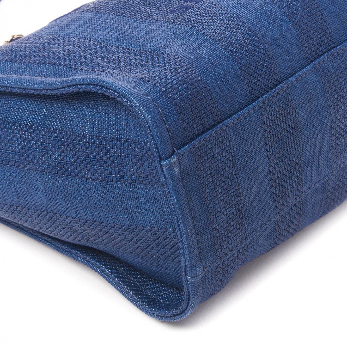 Mixed Fibers Striped Small Deauville Tote Navy Blue