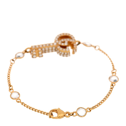 Gucci Metal Crystal Double G Key Bracelet Gold 2 of 4