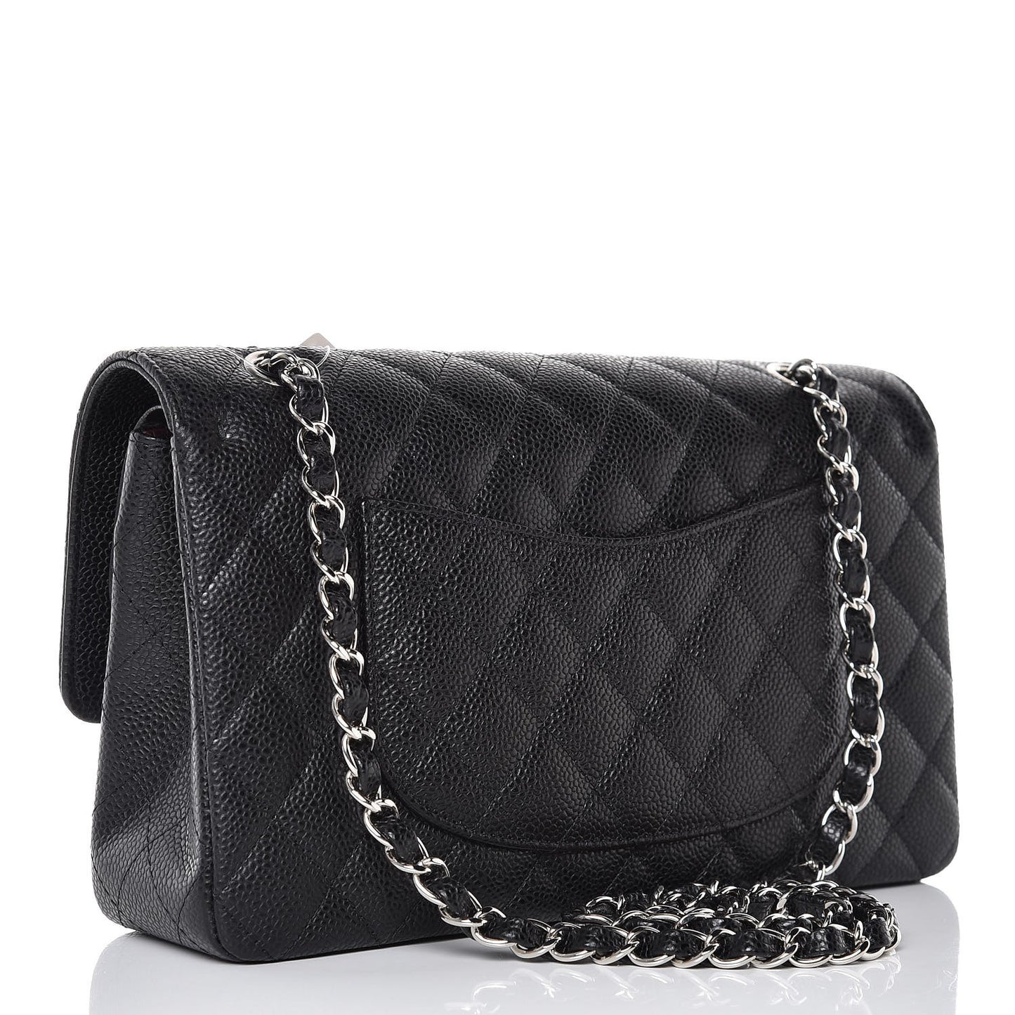 Caviar Quilted Medium Double Flap Black