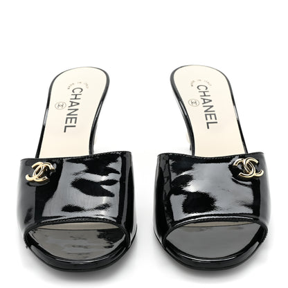 Chanel Patent Lambskin Pearl Mules 38 Black 2 of 8