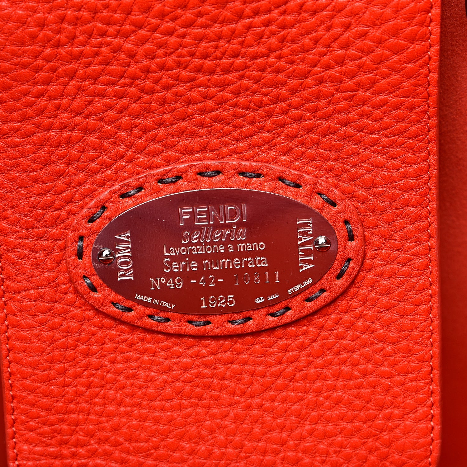 Fendi Cuoio Romano Selleria Bi-Color Large Carla Shopping Tote Asfalto Papavero 6 of 10