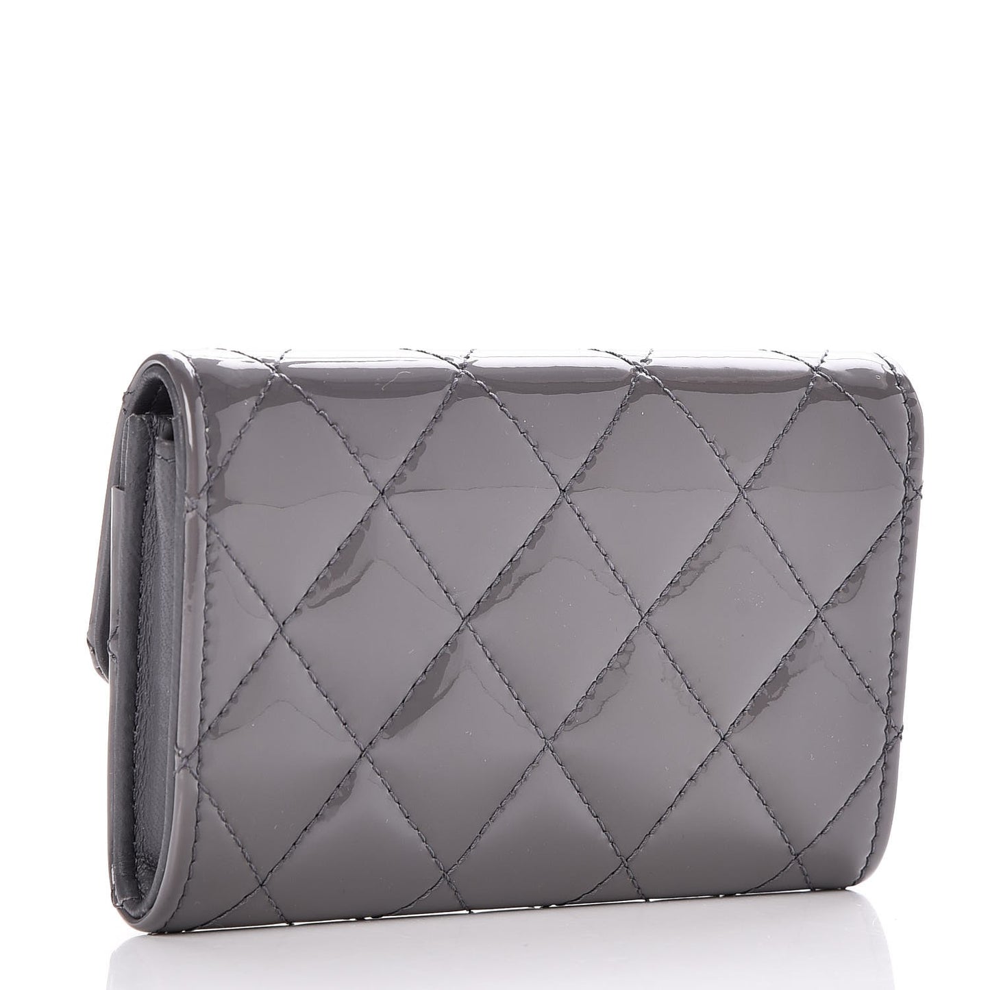 Patent Quilted Card Holder Dark Grey