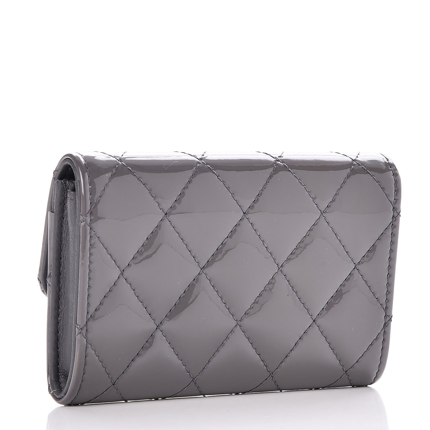 Chanel Patent Quilted Card Holder Dark Grey 3 of 9
