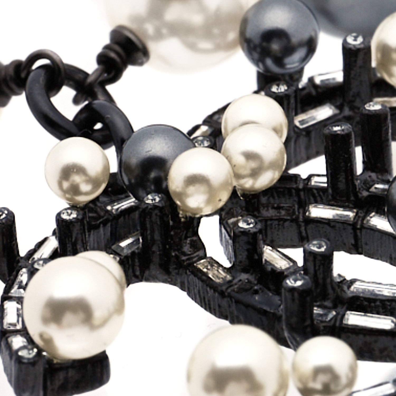 Chanel Ruthenium Pearl Baguette Crystal CC Necklace Black 5 of 6