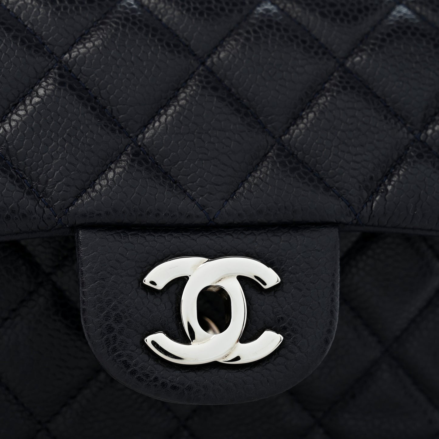 Caviar Quilted Mini Rectangular Flap Navy