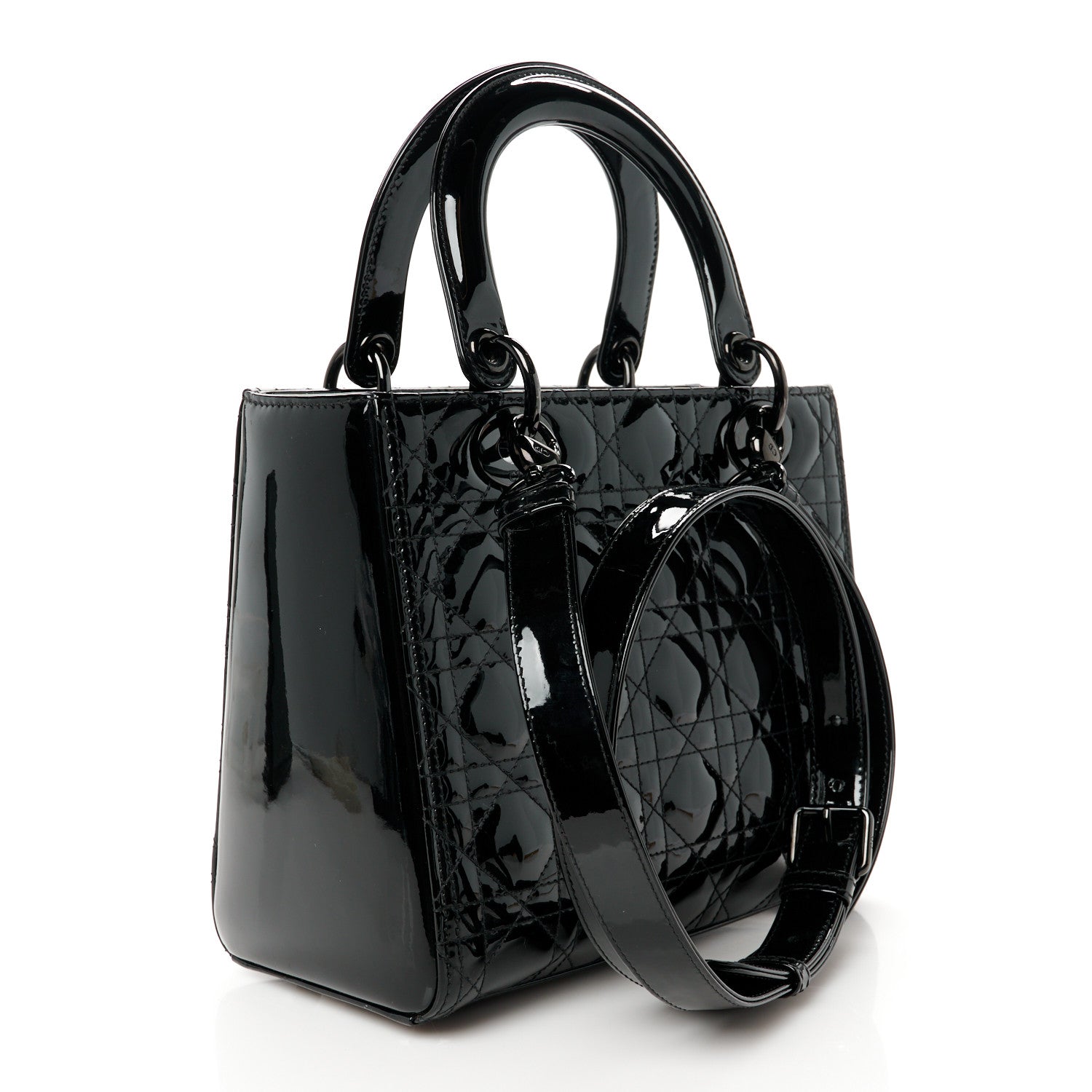 Christian Dior Ultraglossy Patent Cannage Medium Lady Dior Black 3 of 10