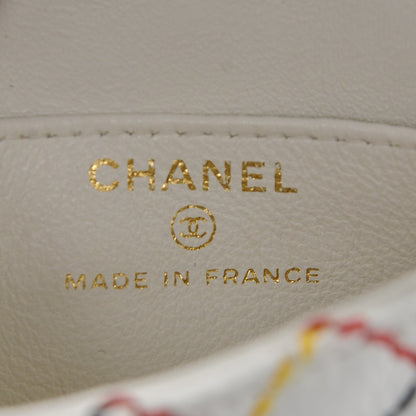 Chanel Calfskin Quilted Multicolor Stitch Key Holder Flap White 6 of 7