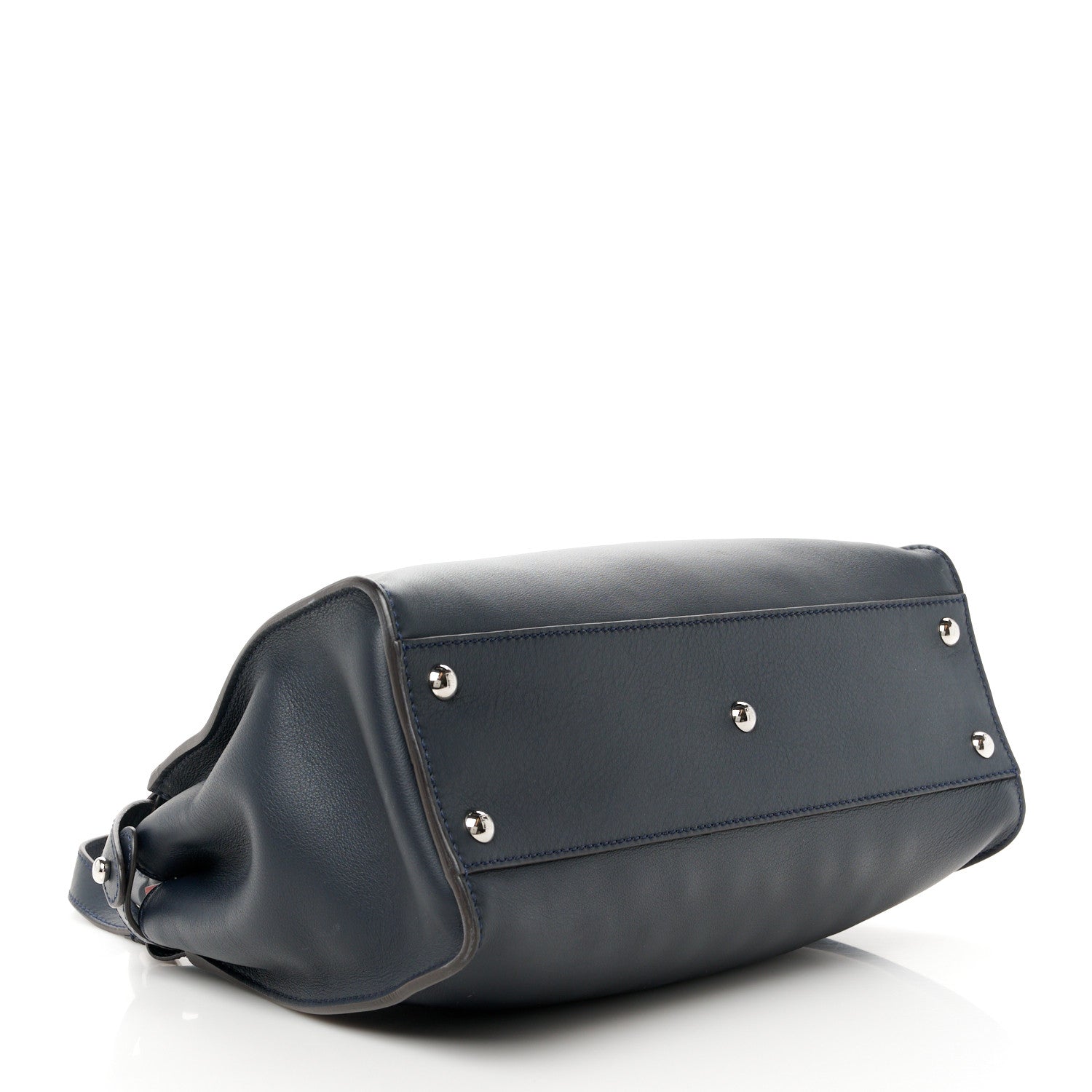 Fendi Vitello Seta Shiny Nappa Medium Peekaboo Iconic Satchel Blue Notte Ardesia 4 of 13