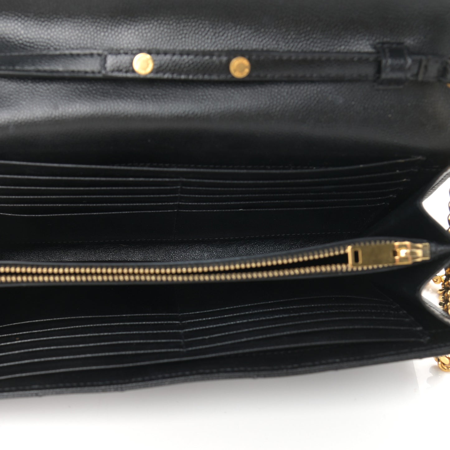 Grain De Poudre Matelasse Chevron Monogram Chain Wallet Black