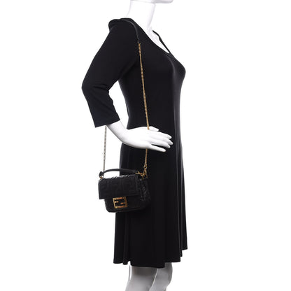 Fendi Nappa FF 1974 Embossed Mini Baguette Black 2 of 12