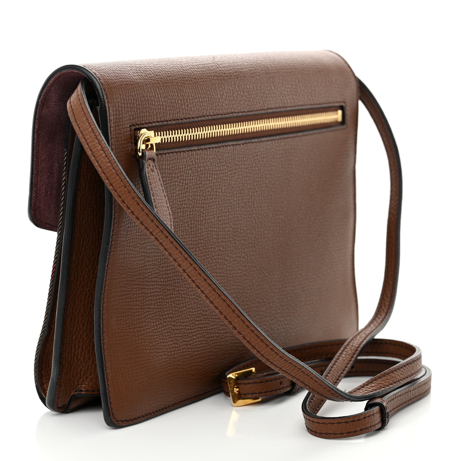 Burberry Derby Calfskin House Check Small Macken Crossbody Bag Tan 3 of 14