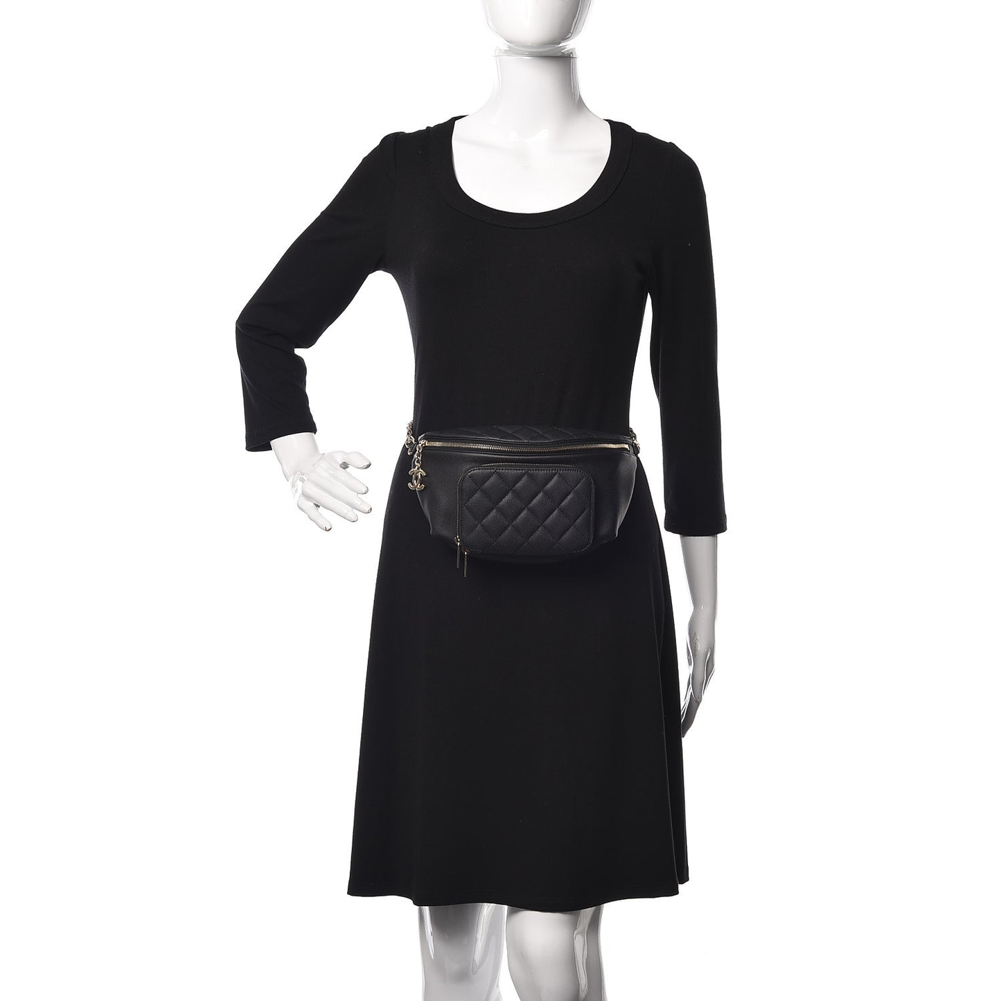Caviar Quilted Business Affinity Waist Belt Bag Black