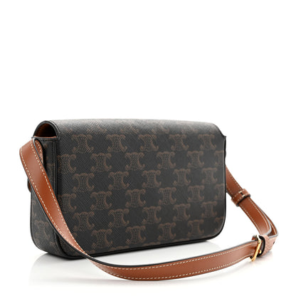 Celine Canvas Calfskin Triomphe Shoulder Bag Tan 3 of 12