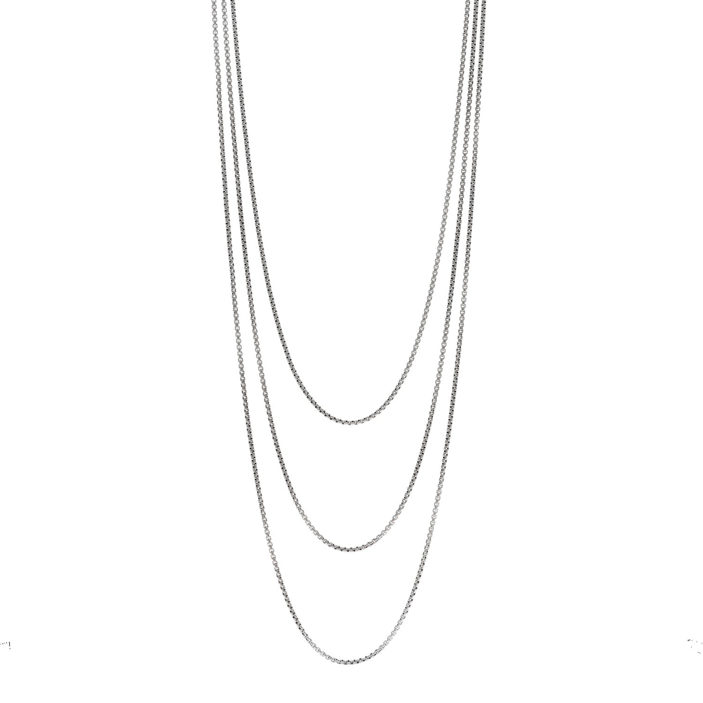 Sterling Silver 14K Yellow Gold 1.7mm Box Chain Necklace 72"