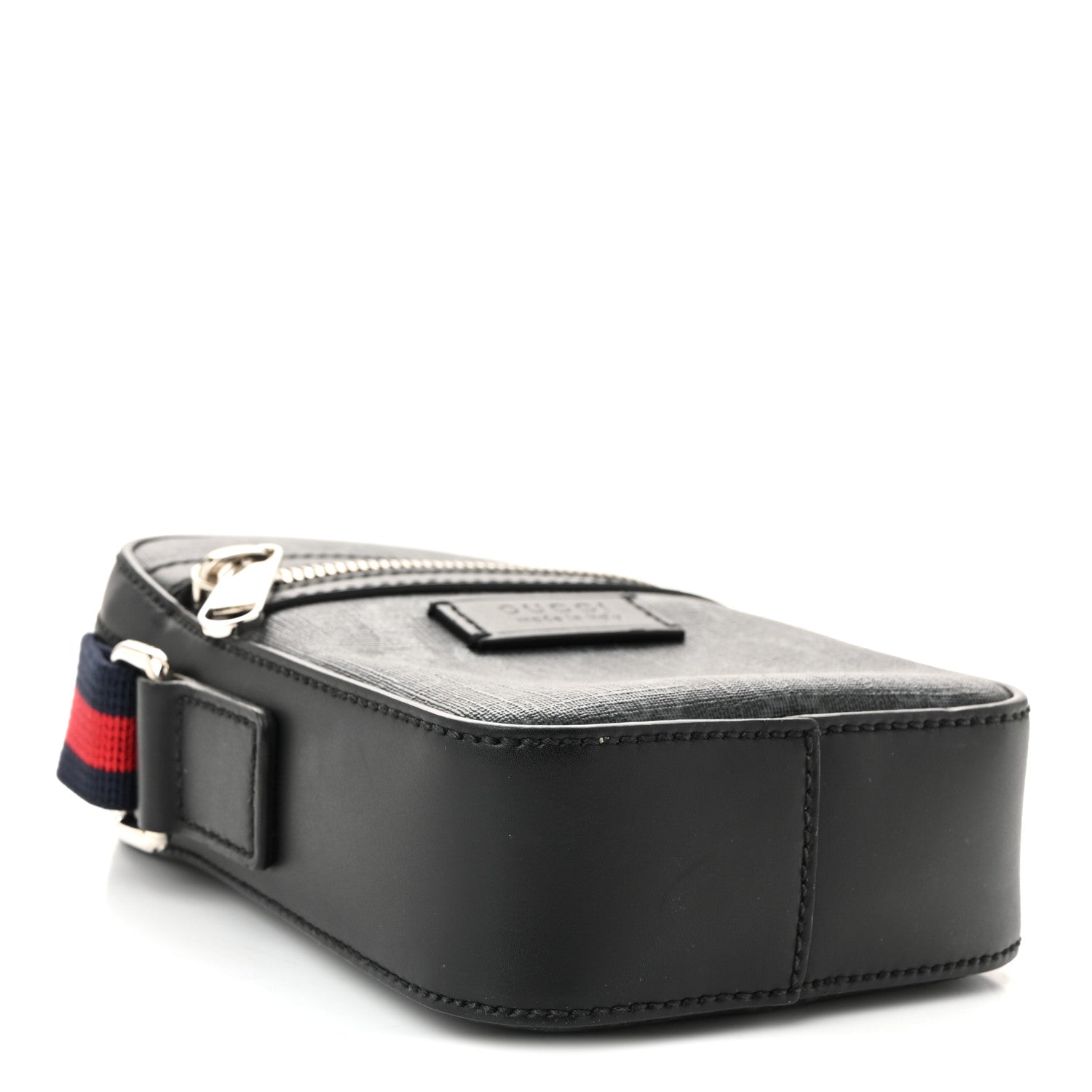 Gucci GG Supreme Monogram Appia Calfskin Web Small Camera Messenger Bag Black Grey 4 of 10