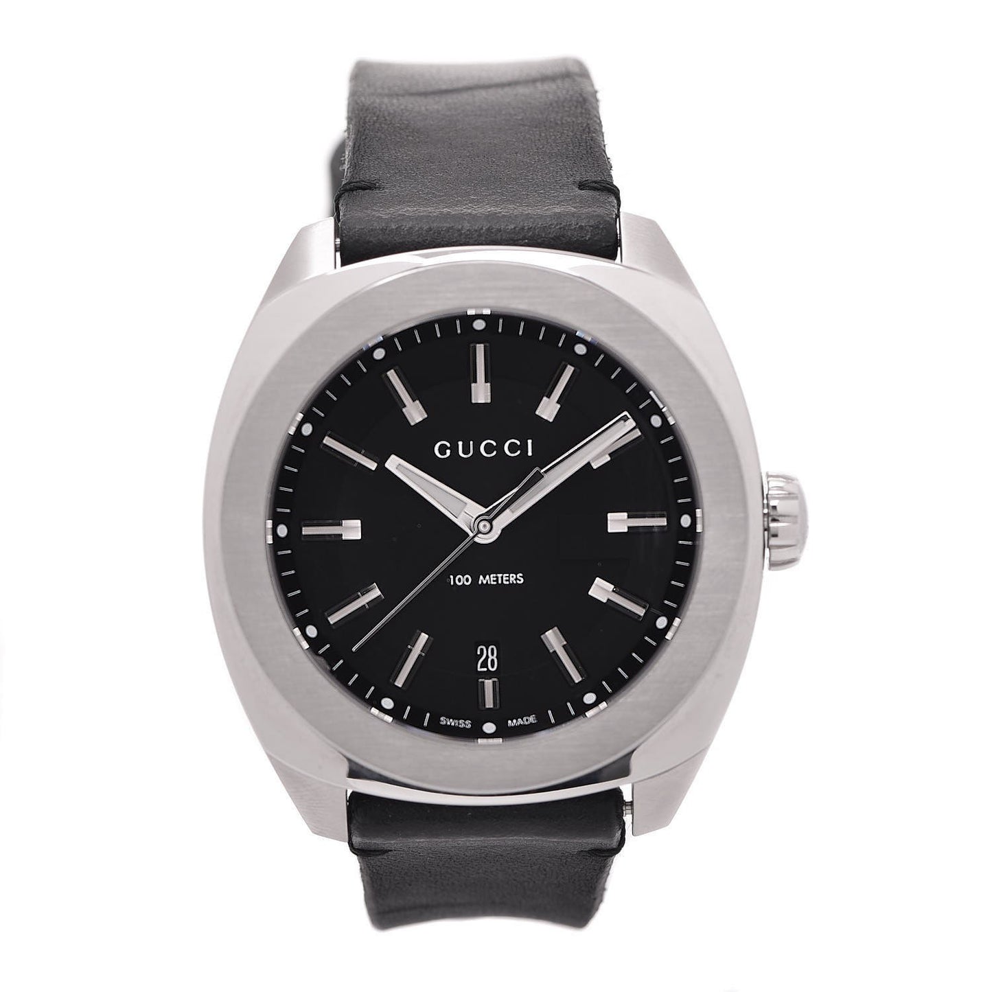 Stainless Steel Calfskin 44mm GG2570 Toscano Quartz Watch Black