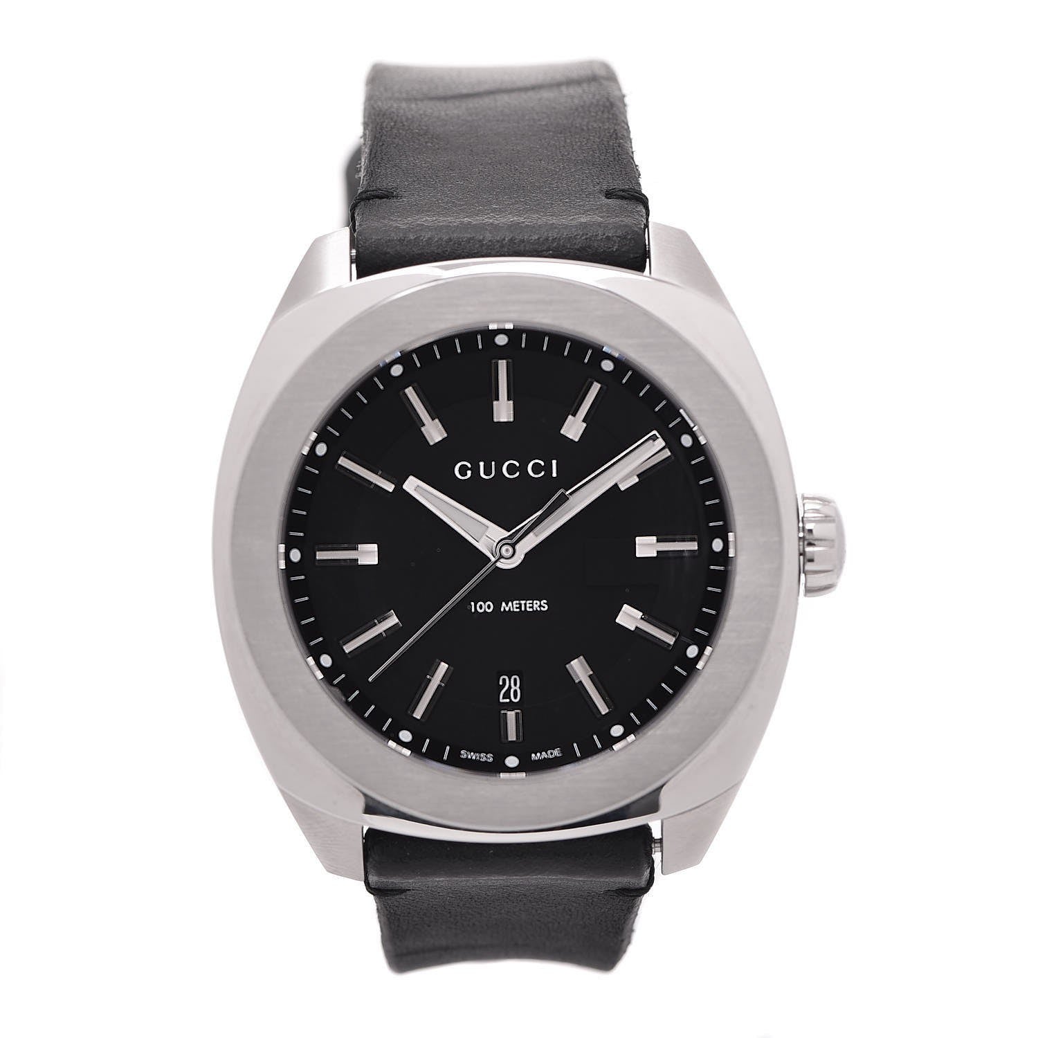 Gucci Stainless Steel Calfskin 44mm GG2570 Toscano Quartz Watch Black 1 of 9