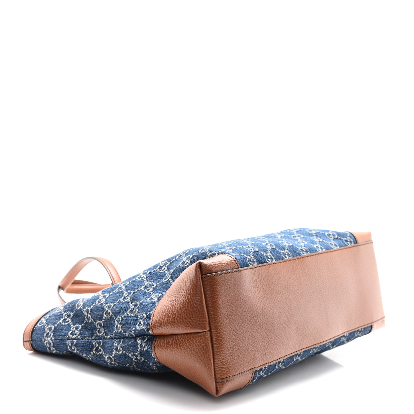 New Denim GG Monogram Medium Ophidia Shopping Tote Blue Tea Cuir