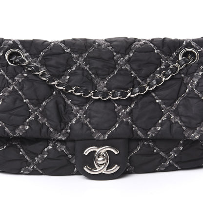 Chanel Nylon Quilted Tweed Stitch Medium Bubble Flap Black 11 of 13