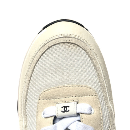 Chanel Mesh Suede Calfskin Grained Calfskin Mens CC Sneakers 43 White Black 8 of 8