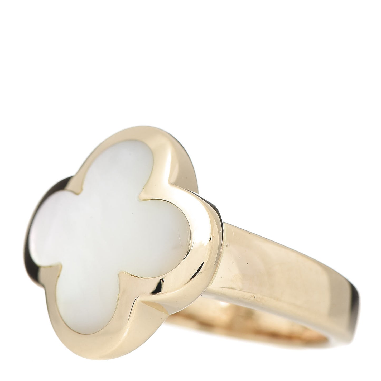 18K Yellow Gold Mother of Pearl Pure Alhambra Ring 50 5.25